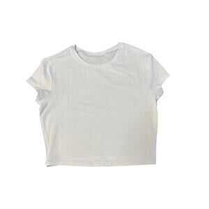 Alo Short Sleeve Crop Top White see measurements for size, appears to be a small